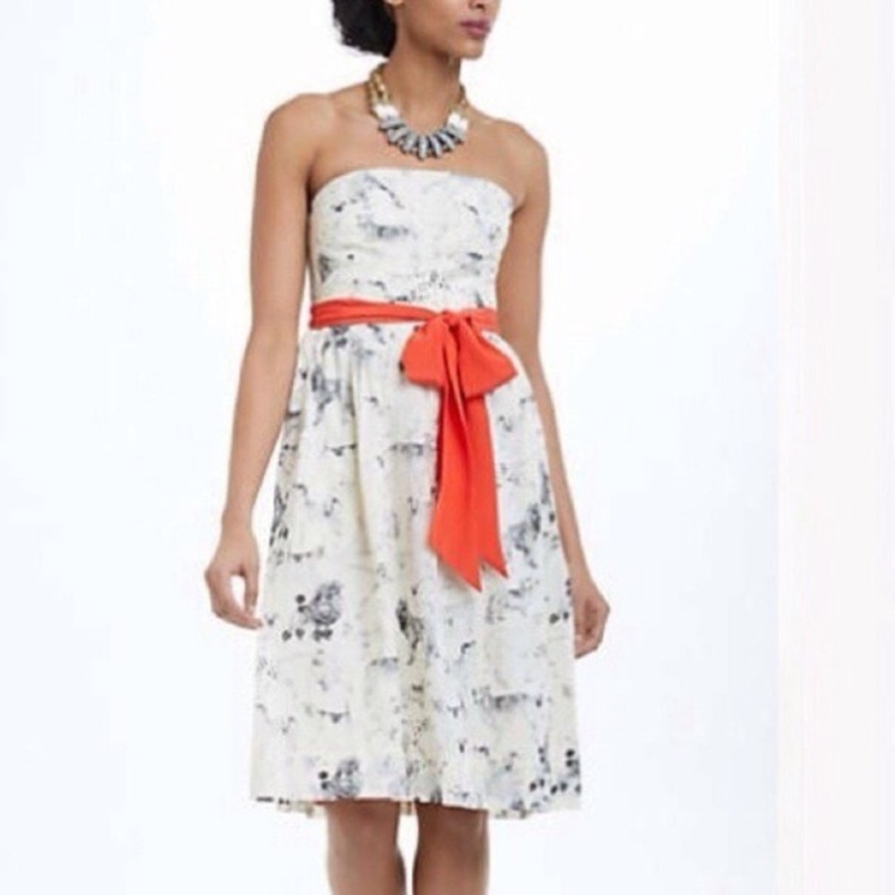 Anthropologie Maeve Dog Print Strapless Dress